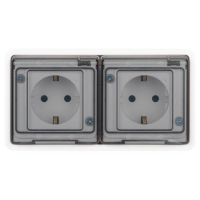 Розетка Эксперт 11-2524-01 2х2P+E гориз. IP55 шторки 16А-250В СУ бел. Эра Б0063254 ТехноИмпульс