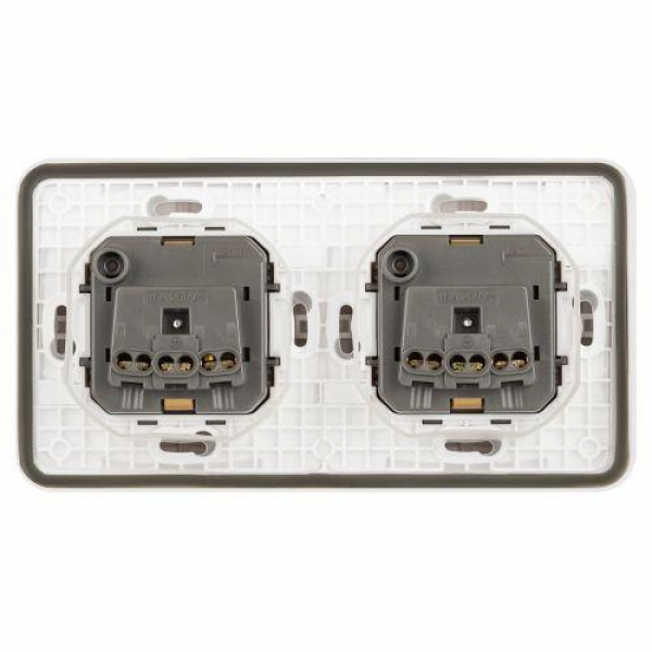 Розетка Эксперт 11-2524-01 2х2P+E гориз. IP55 шторки 16А-250В СУ бел. Эра Б0063254 ТехноИмпульс