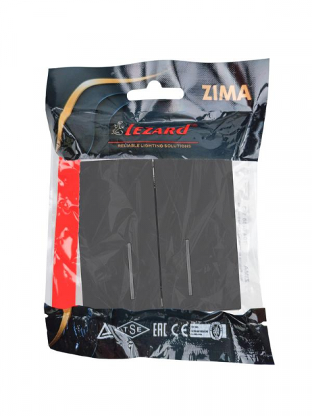 Выключатель 2-кл. с индик. СП ZIMA IP20 10А безвинт. зажим черн. бархат LEZARD 704-4288-112QC ТехноИмпульс