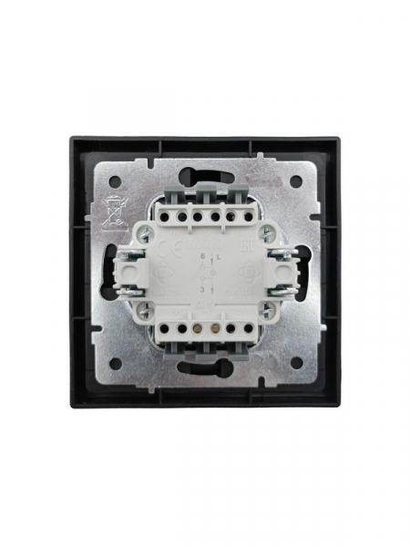 Выключатель проходной 1-кл. с индик. СП ZIMA IP20 10А безвинт. зажим черн. бархат LEZARD 704-4288-114QC ТехноИмпульс