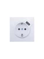 Розетка 1-мест. с/з+USB разъем ZIMA IP20 бел. LEZARD 704-0288-181 ТехноИмпульс