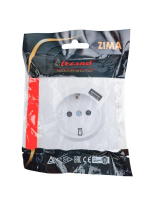 Розетка 1-мест. с/з+USB разъем ZIMA IP20 бел. LEZARD 704-0288-181 ТехноИмпульс