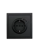 Розетка 1-мест. с/з+USB разъем СП ZIMA IP20 черн. бархат LEZARD 704-4288-181 ТехноИмпульс