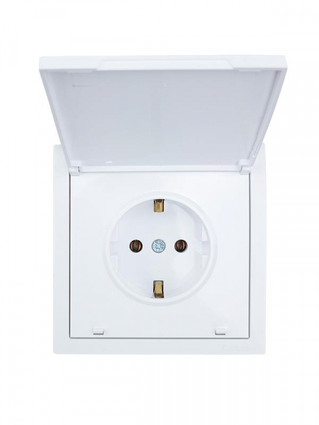 Розетка 1-мест. с/з с крышкой СП ZIMA 16А ПБТ безвинт. зажим бел. LEZARD 704-0288-123BQC ТехноИмпульс