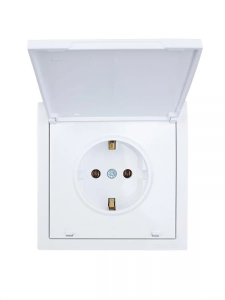 Розетка 1-мест. с/з с крышкой СП ZIMA 16А ПБТ безвинт. зажим бел. LEZARD 704-0288-123BQC ТехноИмпульс