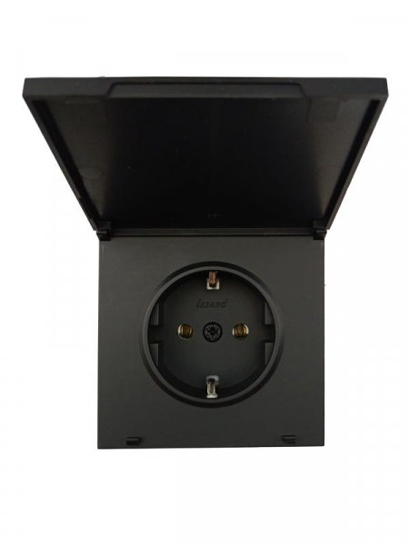 Розетка 1-мест. с/з с крышкой ПБТ СП ZIMA IP20 16А безвинт. зажим черн. бархат LEZARD 704-4288-123BQC ТехноИмпульс