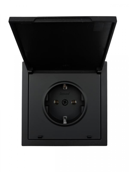 Розетка 1-мест. с/з с крышкой ПБТ СП ZIMA IP20 16А безвинт. зажим черн. бархат LEZARD 704-4288-123BQC ТехноИмпульс