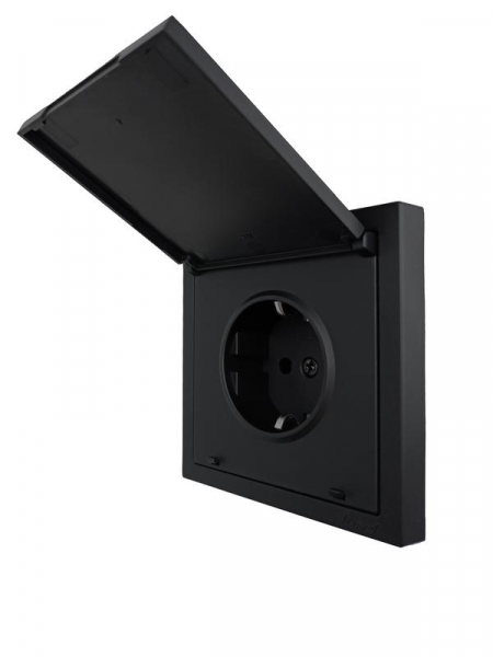 Розетка 1-мест. с/з с крышкой ПБТ СП ZIMA IP20 16А безвинт. зажим черн. бархат LEZARD 704-4288-123BQC ТехноИмпульс