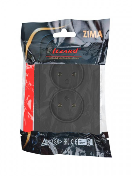 Розетка 2-мест. с/з СП ZIMA IP20 16А ПБТ безвинт. зажим черн. бархат LEZARD 704-4200-127BQC ТехноИмпульс