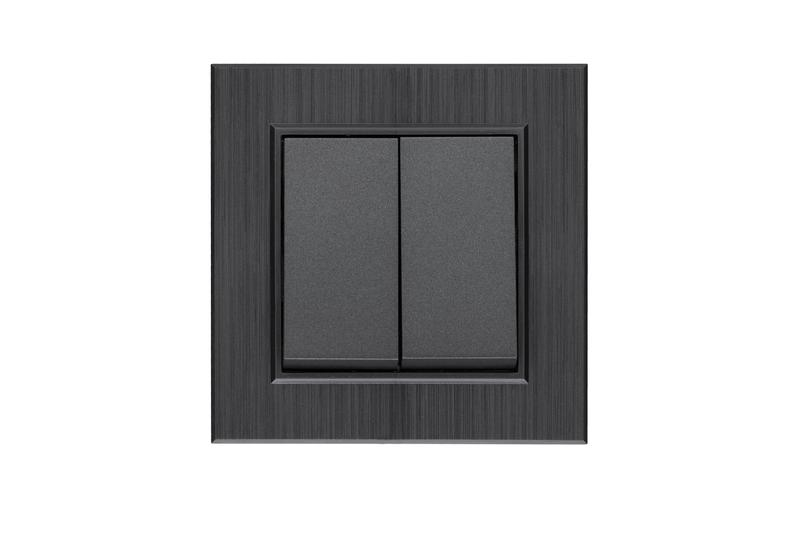 Выключатель 2-клав. Karea LINE STAR дым. металлик Makel 86050003 ТехноИмпульс