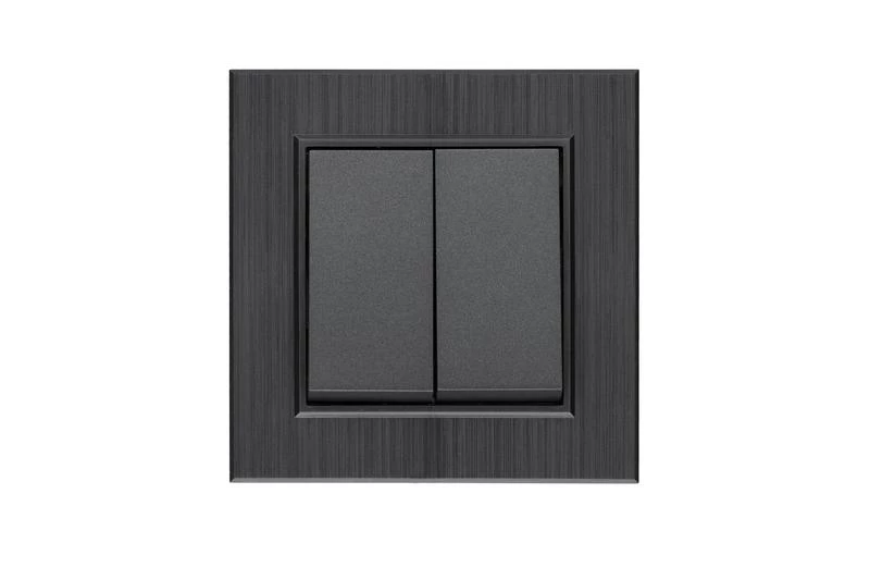 Выключатель 2-клав. Karea LINE STAR дым. металлик Makel 86050003 ТехноИмпульс