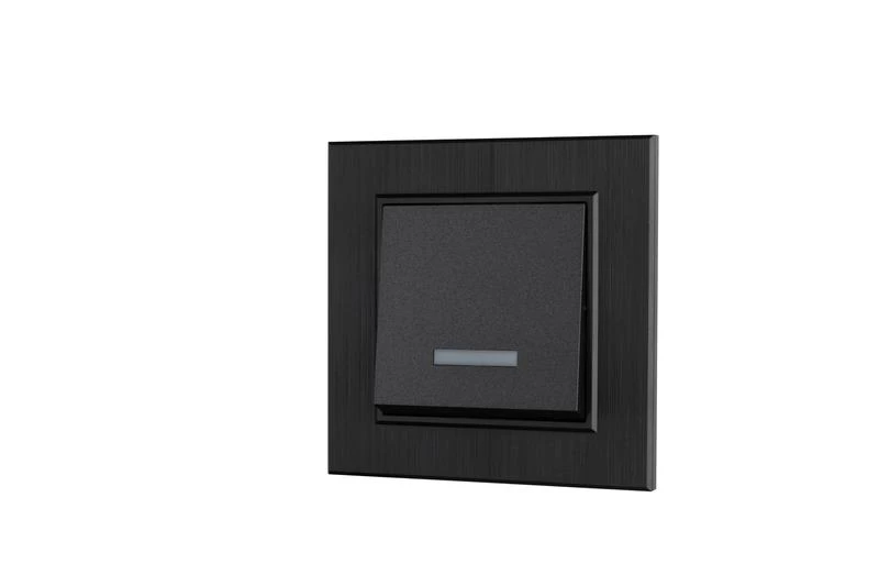 Выключатель 1-клав. с подсветкой Karea LINE STAR дым. металлик Makel 86050021 ТехноИмпульс