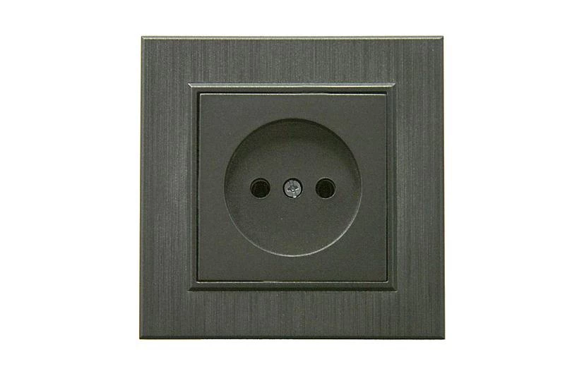 Розетка 1-м Karea LINE STAR без заземл. дым. металлик Makel 86050022 ТехноИмпульс