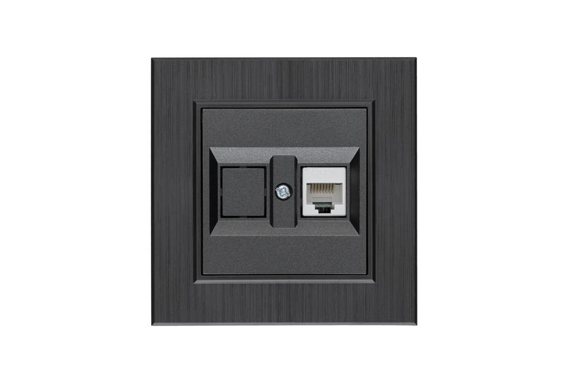 Розетка компьютерная CAT 5+гнездо Karea LINE STAR дым. металлик Makel 86050035 ТехноИмпульс