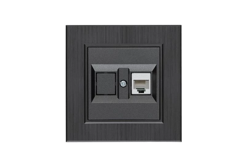 Розетка компьютерная CAT 5+гнездо Karea LINE STAR дым. металлик Makel 86050035 ТехноИмпульс