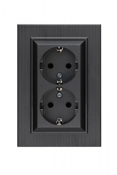 Розетка 2-я Karea LINE STAR с заземл. дым. металлик Makel 86050082 ТехноИмпульс