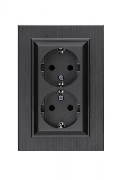 Розетка 2-я Karea LINE STAR с заземл. дым. металлик Makel 86050082 ТехноИмпульс