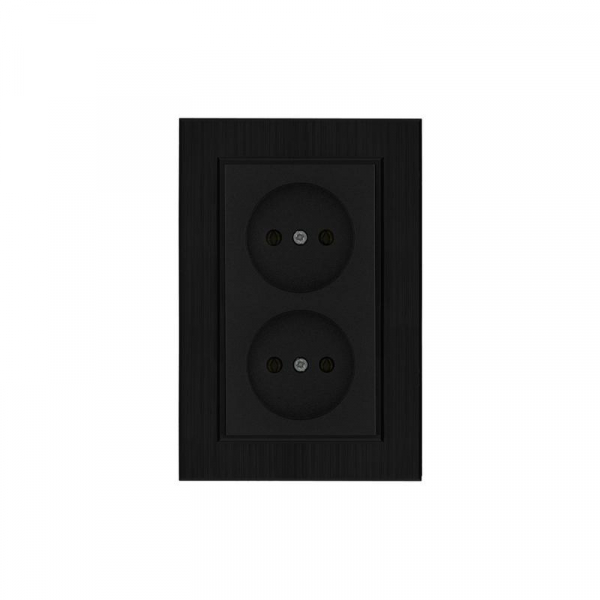 Розетка 2-я Karea LINE STAR без заземл. чер. Makel 86054017 ТехноИмпульс