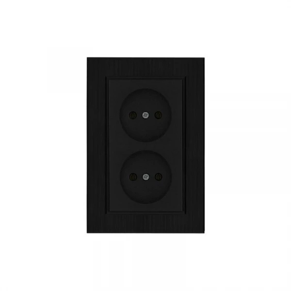 Розетка 2-я Karea LINE STAR без заземл. чер. Makel 86054017 ТехноИмпульс