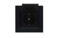 Розетка 1-м с крышкой Karea LINE STAR с заземл. чер. Makel 86054029 ТехноИмпульс