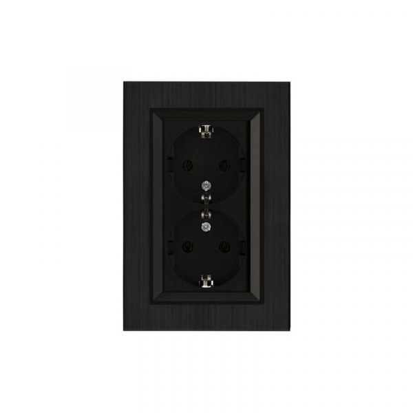 Розетка 2-я Karea LINE STAR с заземл. чер. Makel 86054082 ТехноИмпульс