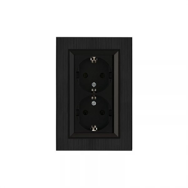 Розетка 2-я Karea LINE STAR с заземл. чер. Makel 86054082 ТехноИмпульс