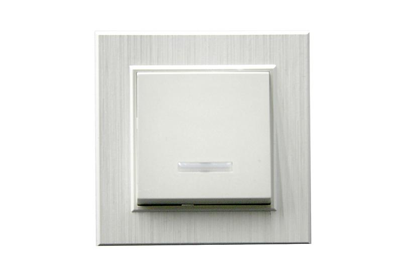 Выключатель 1-клав. с подсветкой Karea LINE STAR жемчуж. Makel 86100021 ТехноИмпульс