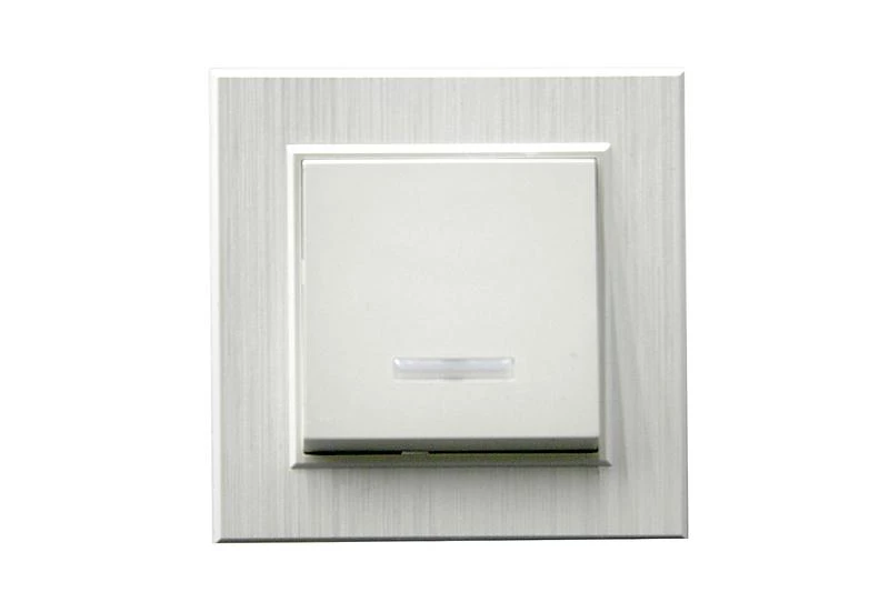 Выключатель 1-клав. с подсветкой Karea LINE STAR жемчуж. Makel 86100021 ТехноИмпульс