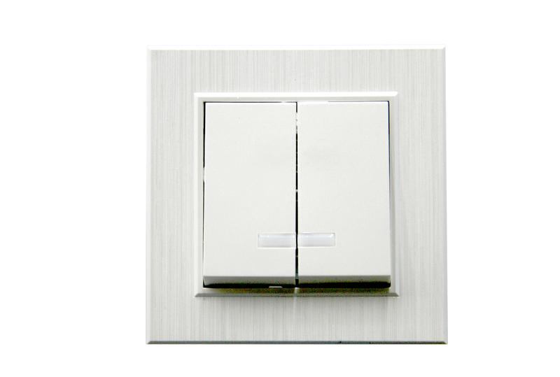 Выключатель 2-клав. с подсветкой Karea LINE STAR жемчуж. Makel 86100023 ТехноИмпульс