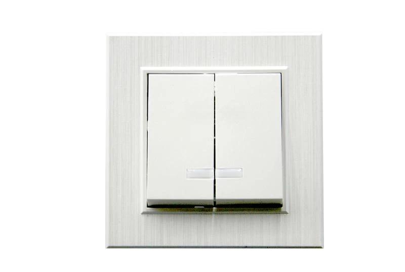 Выключатель 2-клав. с подсветкой Karea LINE STAR жемчуж. Makel 86100023 ТехноИмпульс