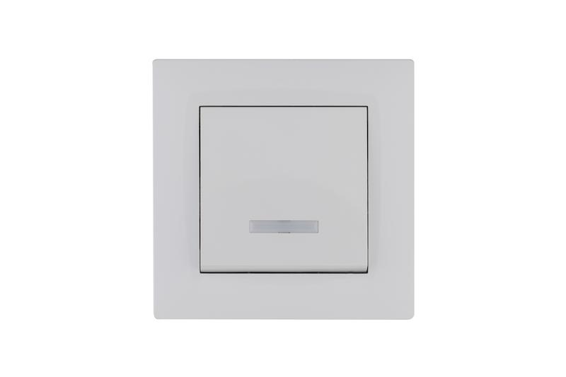 Выключатель 1-клав. с подсветкой Karea RIZZ бел. Makel 88001021 ТехноИмпульс