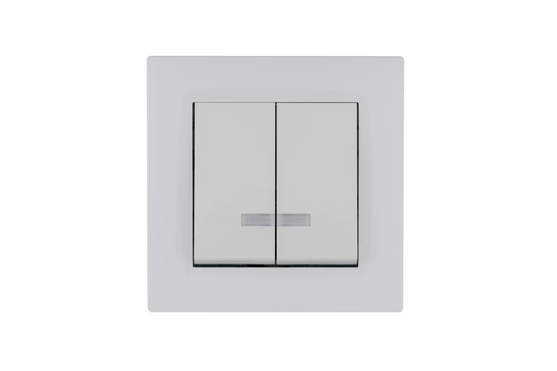 Выключатель 2-клав. с подсветкой Karea RIZZ бел. Makel 88001023 ТехноИмпульс