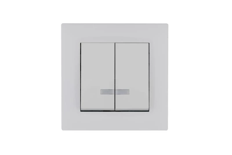 Выключатель 2-клав. с подсветкой Karea RIZZ бел. Makel 88001023 ТехноИмпульс