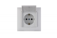 Розетка 1-м с крышкой Karea RIZZ с заземл. бел. Makel 88001029 ТехноИмпульс