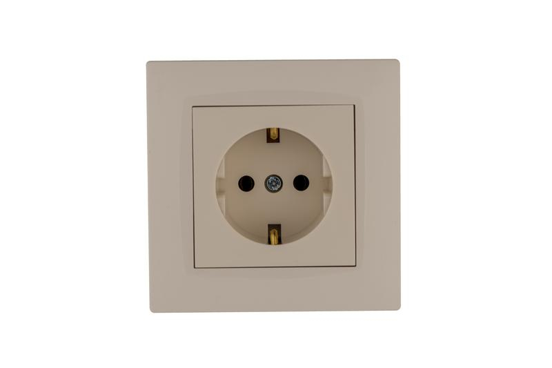 Розетка 1-м Karea RIZZ с заземл. керамика крем Makel 88010008 ТехноИмпульс