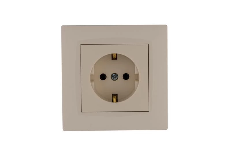Розетка 1-м Karea RIZZ с заземл. керамика крем Makel 88010008 ТехноИмпульс