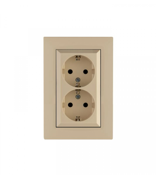 Розетка 2-я Karea RIZZ с заземл. крем Makel 88010082 ТехноИмпульс