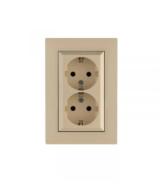 Розетка 2-я Karea RIZZ с заземл. крем Makel 88010082 ТехноИмпульс