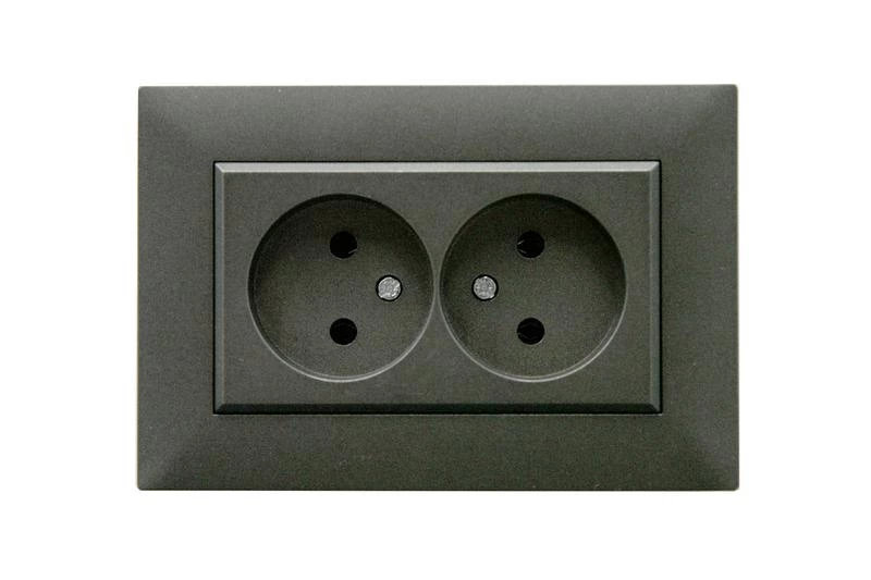 Розетка 2-я Karea RIZZ STAR без заземл. дым. металлик Makel 88050017 ТехноИмпульс