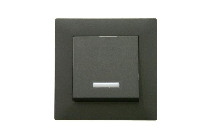 Выключатель 1-клав. с подсветкой Karea RIZZ STAR дым. металлик Makel 88050021 ТехноИмпульс