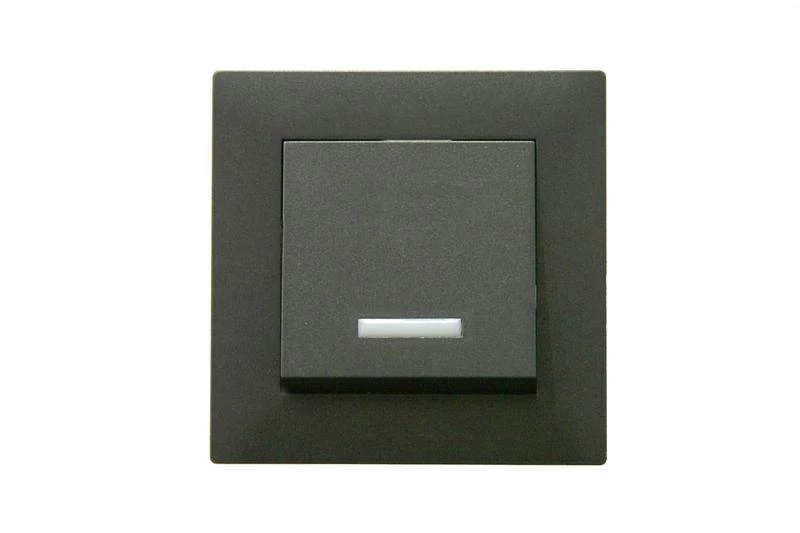 Выключатель 1-клав. с подсветкой Karea RIZZ STAR дым. металлик Makel 88050021 ТехноИмпульс