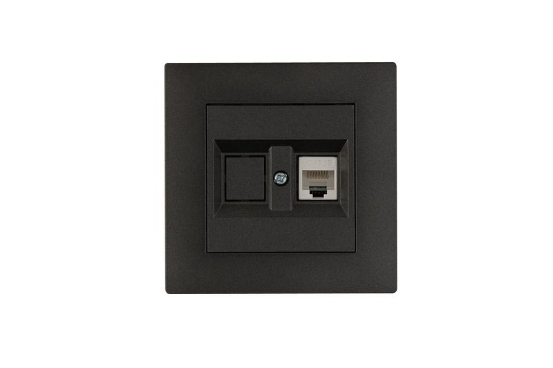 Розетка компьютерная CAT 5+гнездо Karea RIZZ STAR дым. металлик Makel 88050035 ТехноИмпульс