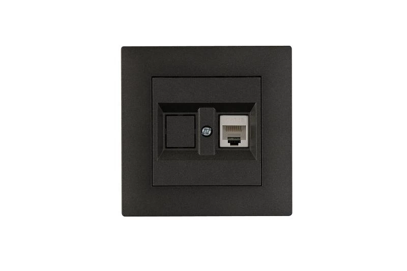 Розетка компьютерная CAT 5+гнездо Karea RIZZ STAR дым. металлик Makel 88050035 ТехноИмпульс