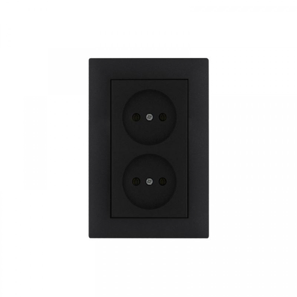 Розетка 2-я Karea RIZZ STAR без заземл. чер. Makel 88054017 ТехноИмпульс