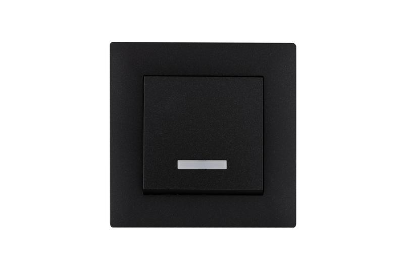 Выключатель 1-клав. с подсветкой Karea RIZZ STAR чер. Makel 88054021 ТехноИмпульс