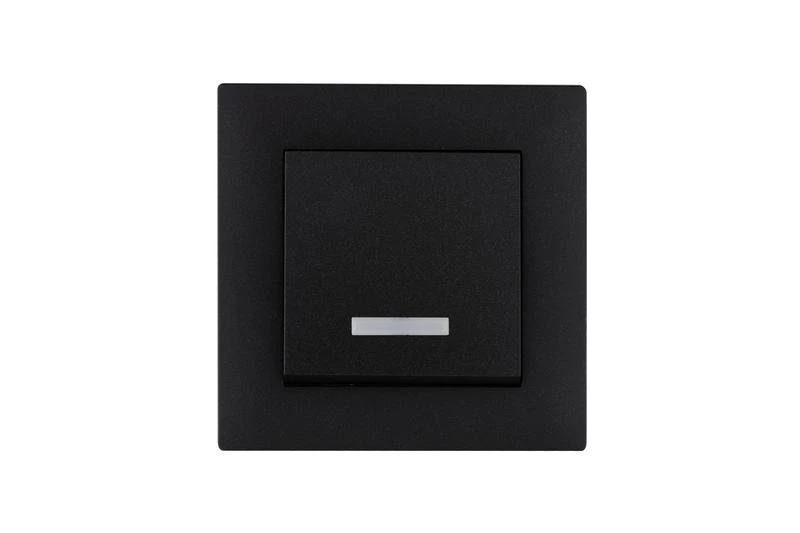 Выключатель 1-клав. с подсветкой Karea RIZZ STAR чер. Makel 88054021 ТехноИмпульс