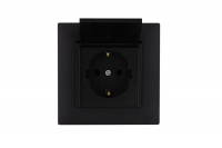 Розетка 1-м с крышкой Karea RIZZ STAR с заземл. чер. Makel 88054029 ТехноИмпульс
