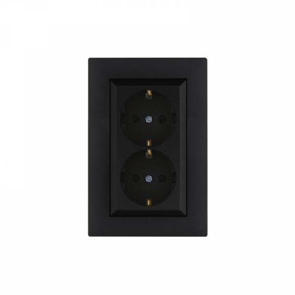 Розетка 2-я Karea RIZZ STAR с заземл. чер. Makel 88054082 ТехноИмпульс