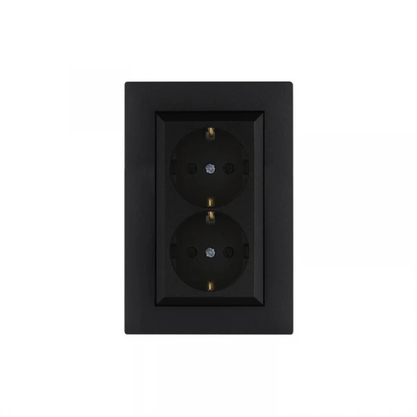 Розетка 2-я Karea RIZZ STAR с заземл. чер. Makel 88054082 ТехноИмпульс