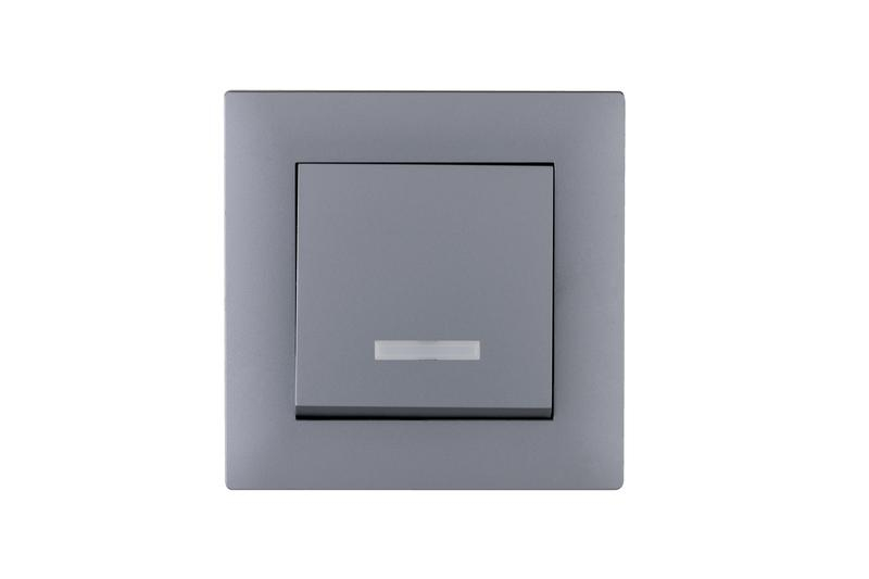 Выключатель 1-клав. с подсветкой Karea RIZZ STAR сер. Makel 88065021 ТехноИмпульс